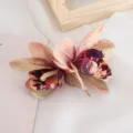 Pinza de pelo doble orquídea flor artificial estilo boho accesorio mujer vacaciones playa. - Café
