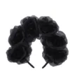Black rose headband gothic floral hair hoop for Halloween party dress up and cosplay hair accessories - Black