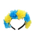 Diadema de flores azul y amarilla corona floral de tela accesorios para el pelo fiesta - Azul Y Amarillo
