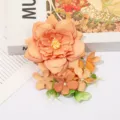 Pivoine bohème fleur artificielle pince à cheveux, parfaite pour chapeau de paille DIY vacances. - Orange