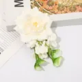 Élégante pince à cheveux fleur de pivoine artificielle blanche pour femme, parfaite pour les vacances. - Blanc Cassé