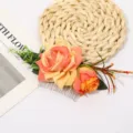 Peigne à cheveux rose artificielle en tissu floral de mariée vintage élégant accessoire de cheveux - Orange