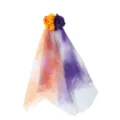 Halloween rose mesh veil hair clip festival party gothic witch costume headwear detail view - Orange Yellow Purple
