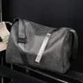 Grey large capacity messenger bag, casual cross body travel bag for men stylish. - Gray