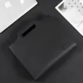 Black leather briefcase A4 document bag vintage casual messenger handbag for men stylish - Black