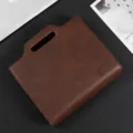 Vintage brown leather briefcase for men, retro business messenger bag for A4 documents. - Coffee