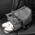 Large capacity men duffel bag with shoe compartment casual travel shoulder crossbody bag stylish - With Shoe Compartment Version / Plaid Upgraded - With Shoe Compartment