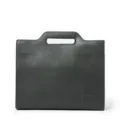 Dark grey leather document bag, business portfolio handbag, stylish men's commuter bag. - Gray