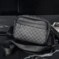 Stylish men's black messenger bag with premium monogram pattern and durable adjustable strap. - Monogram Black