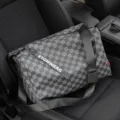 Mens large capacity travel duffel bag stylish checkerboard casual shoulder bags - Plaid Upgraded