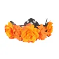 Couronne de fleurs de roses orange gothique bandeau pour fête d'Halloween et accessoires de mode - Orange