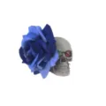 Pince à cheveux crâne de rose en velours bleu gothique pour costume de fête d'Halloween. - Bleu Saphir