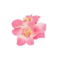 Pink orchid flower hair clip detail, bohemian style floral side hairpin for women summer. - Bicolor Rose Red