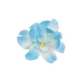 Blue and white gradient orchid flower hair clip detail, perfect tropical hair accessory. - Double Blue