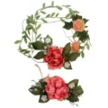 Boho floral crown set with pink peony, green leaves and vine for holiday party hair accessory - Dusty Pink Set