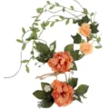 Bohemian artificial peony flower crown headband and belt floral accessory set for vacation. - Rust Red Set