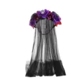 Halloween schedel bloemen gaas sluiter haarband heks feest haaraccessoire spook decor - Paars