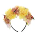 Floral butterfly headband festival party hair hoop vintage floral headpiece for women - Khaki Peony Butterfly Headband