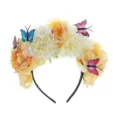 Floral butterfly headband for women holiday party vintage floral hair hoop yellow - Yellow Peony Butterfly Headband
