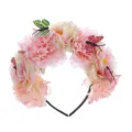 Pink floral butterfly headband for women, sweet peony hair hoop for party and festival. - Orange-Pink Peony Butterfly Headband