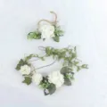 Boho White Peony Flower Wreath Set Hair Accessory Floral Belt Garland Headpiece for Women - Beige Set