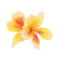 Artificial azalea flower hair clip accessory, vintage yellow fabric floral headwear for women. - Yellow