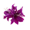 Double lily flower hair clip fabric floral hairpin elegant vacation hair accessory for women - Deep purple