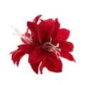 Double lily flower hair clip artificial floral headpiece fabric hair accessories for women vacation photo - Dark Red