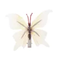 Fermaglio per capelli a farfalla di simulazione con ali in tessuto e clip in metallo. - Beige