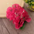 Artificial flower hair clip red floral hair accessory detailed view for women holiday boho - Rose Red