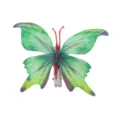 Close-up view of the green fabric butterfly hair clip showing delicate wing texture and secure metal clip. - Green No. 3