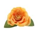 Orange artificial flower head detail, fabric hair accessory close up for traditional Chinese outfits. - Yellow