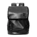 Zaino da uomo elegante in pelle nera, ideale per viaggi casual, tempo libero e scuola. - Nero