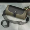 Vintage Barrel Shoulder Bag Retro Crossbody Bag Casual PU Leather Daily Handbag Olive Green - Green and Black