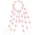 Pink felt daisy tassel headband boho flower crown festival hair accessory for women vacation - Light Pink