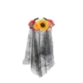 Halloween Sunflower Headband with Black Mesh Veil, Festival Party Hair Accessory Hair Hoops - Letter A