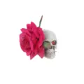 Détails de la pince à cheveux rose tête de mort Halloween, accessoire gothique rose. - Rose rouge
