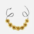 Gold Floral Hairband Variant Bohemian Flower Wreath Seaside Vacation Hair Accessory New - Gold
