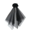 Black rose veil hair clip Gothic Halloween witch headpiece dark party mesh accessory. - Black