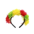 Hermosa diadema de flores artificiales coloridas de arco iris para fiesta cosplay - Rojo Verde Amarillo