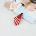 Halloween red skeleton hand hair clip gothic ghost claw side clip hair accessory for women - Red