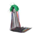 Halloween festival party green flower headband with long black mesh veil and colorful ribbons for women - Green