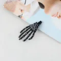 Molla per capelli a forma di mano di scheletro gotica Harajuku, accessorio Halloween nero. - Nero