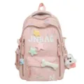 Pink cute kawaii school backpack with plush star and puppy pendant, waterproof casual daypack - With Pendant (Backpack) / Pink