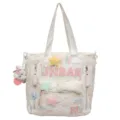 White cute tote handbag variant featuring plush stars and colorful embroidery letter details. - Without Pendant (Single Shoulder) / White
