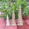 Resin Christmas tree figurine set for garden and yard holiday decorative display details. - Green Set of 3