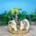 Miniature elephant figurine with palm tree, resin craft for succulent plant landscape and sand tray. - Elephant Model A