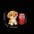 Cute resin puppy ornament with big eyes, desktop decor size detail view and comparison. - Sitting Puppy