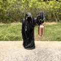 Gothic grim ghost resin figurine holding a bell, dark Halloween desktop home decor statue. - Black
