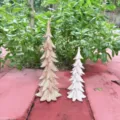 Resin Christmas tree ornament detail, tabletop holiday decor, rustic tree figurine. - Gold Set of 2
